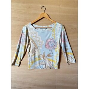 VTG Carlilse Silk 70's Printed Stretch Top